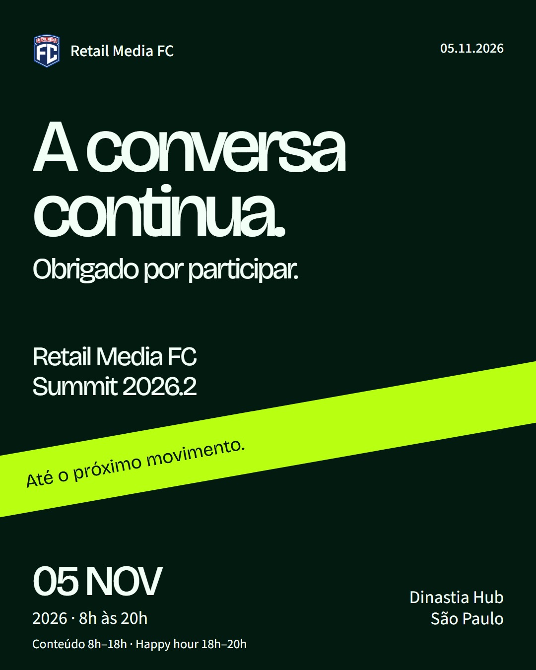 Pós-evento · Obrigado