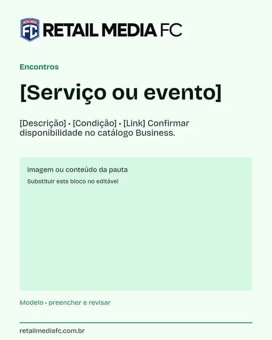 Serviço ou evento · 4x5. Retail Media FC; modelo com campos a preencher.
