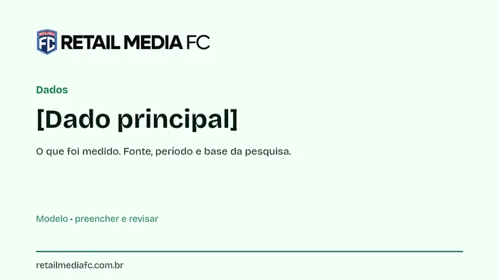 Dados · 16x9. Retail Media FC; modelo com campos a preencher.